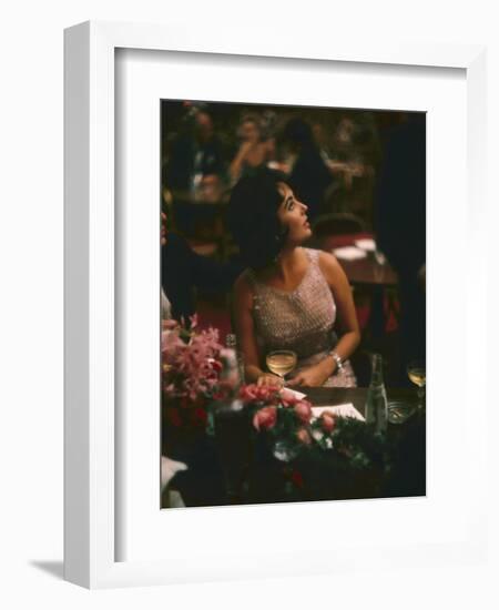 Actress Elizabeth Taylor in the Louis Sherry Bar, Metropolitan Opera Opening, New York, NY, 1959-Yale Joel-Framed Photographic Print