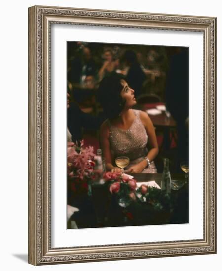 Actress Elizabeth Taylor in the Louis Sherry Bar, Metropolitan Opera Opening, New York, NY, 1959-Yale Joel-Framed Photographic Print