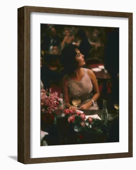 Actress Elizabeth Taylor in the Louis Sherry Bar, Metropolitan Opera Opening, New York, NY, 1959-Yale Joel-Framed Photographic Print