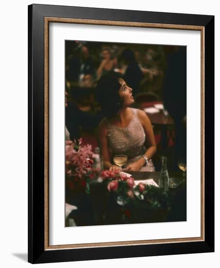 Actress Elizabeth Taylor in the Louis Sherry Bar, Metropolitan Opera Opening, New York, NY, 1959-Yale Joel-Framed Photographic Print