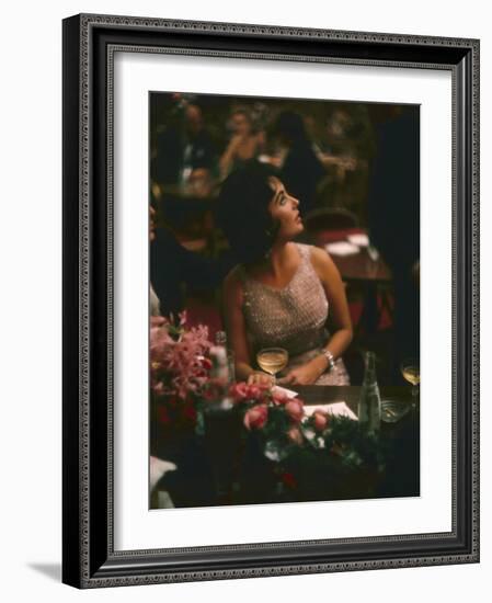 Actress Elizabeth Taylor in the Louis Sherry Bar, Metropolitan Opera Opening, New York, NY, 1959-Yale Joel-Framed Photographic Print