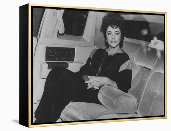 Actress Elizabeth Taylor Sitting in the Back of a Limo-David Mcgough-Framed Premier Image Canvas