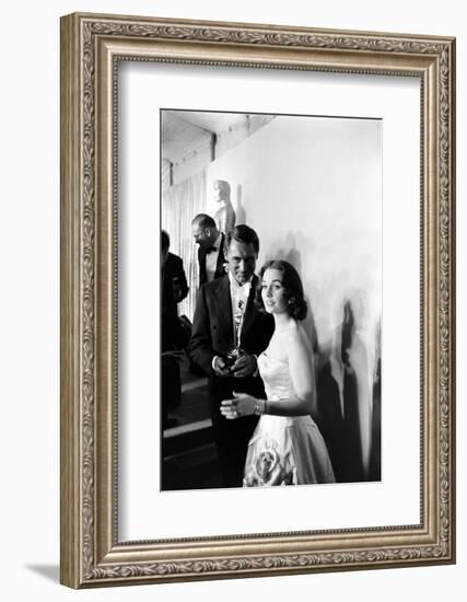 Actress Gene Simmons and Cary Grant Backstage at the 30th Academy Awards, 1958-Ralph Crane-Framed Photographic Print