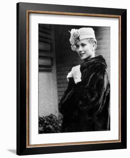 Actress Grace Kelly Posing Outside Her Apartment Building Before Leaving for Monaco-Lisa Larsen-Framed Premium Photographic Print