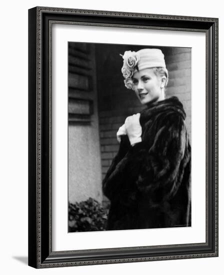 Actress Grace Kelly Posing Outside Her Apartment Building Before Leaving for Monaco-Lisa Larsen-Framed Premium Photographic Print