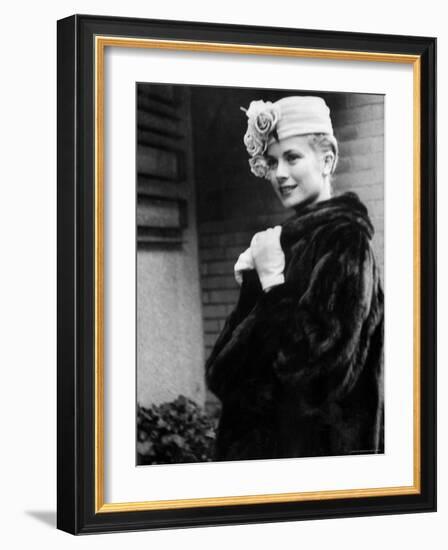 Actress Grace Kelly Posing Outside Her Apartment Building Before Leaving for Monaco-Lisa Larsen-Framed Premium Photographic Print