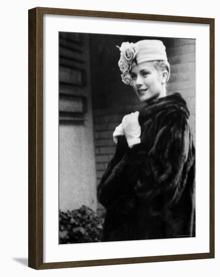 Actress Grace Kelly Posing Outside Her Apartment Building Before Leaving for Monaco-Lisa Larsen-Framed Premium Photographic Print