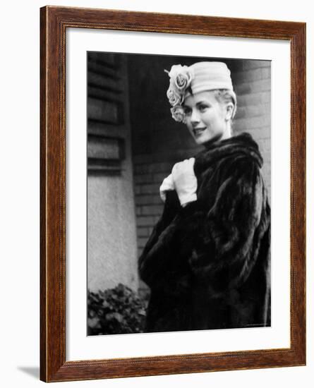 Actress Grace Kelly Posing Outside Her Apartment Building Before Leaving for Monaco-Lisa Larsen-Framed Premium Photographic Print