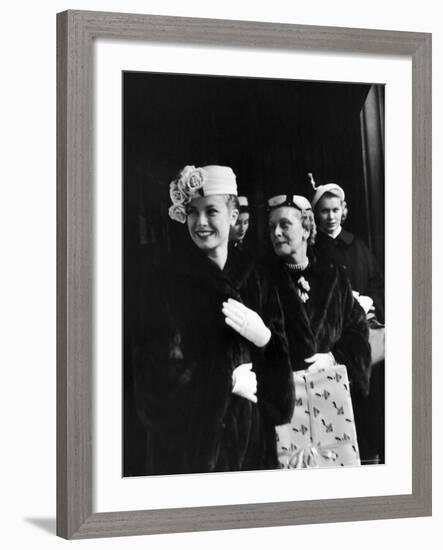 Actress Grace Kelly with Mother, Mrs. John D. Kelly and Sister Before Leaving for Wedding in Monaco-Lisa Larsen-Framed Premium Photographic Print