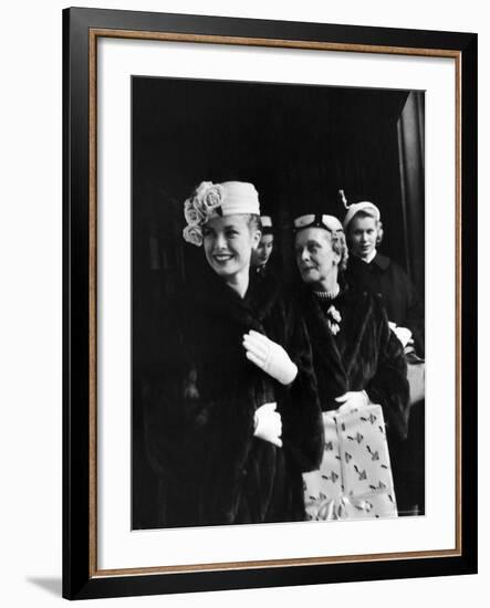 Actress Grace Kelly with Mother, Mrs. John D. Kelly and Sister Before Leaving for Wedding in Monaco-Lisa Larsen-Framed Premium Photographic Print