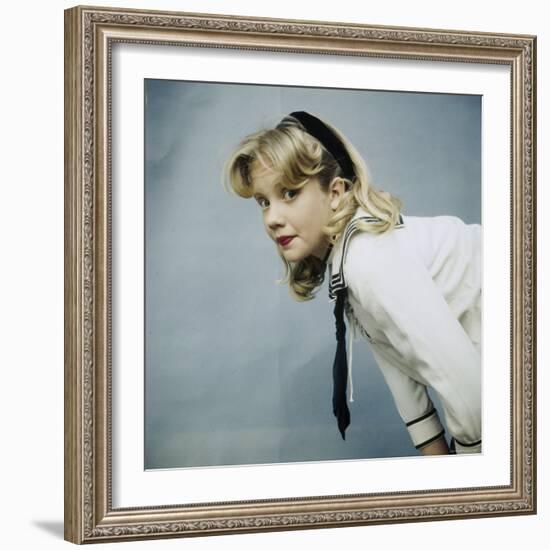 Actress Hayley Mills, Wearing Middy Blouse, During Production of the Movie "Pollyanna"-Loomis Dean-Framed Premium Photographic Print