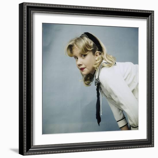 Actress Hayley Mills, Wearing Middy Blouse, During Production of the Movie "Pollyanna"-Loomis Dean-Framed Premium Photographic Print