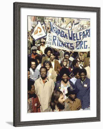 Actress Jane Fonda and Ralph Abernathy Joining Together for a Welfare Rights March-Bill Ray-Framed Premium Photographic Print