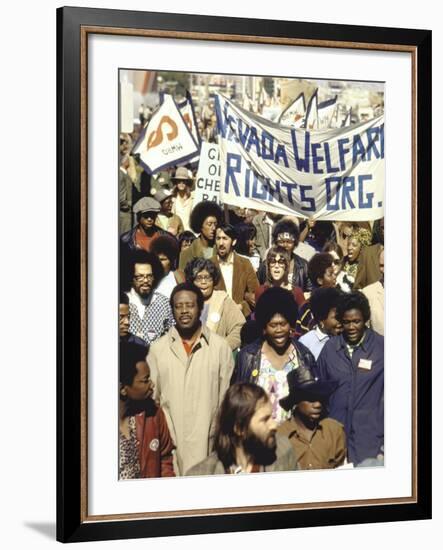 Actress Jane Fonda and Ralph Abernathy Joining Together for a Welfare Rights March-Bill Ray-Framed Premium Photographic Print