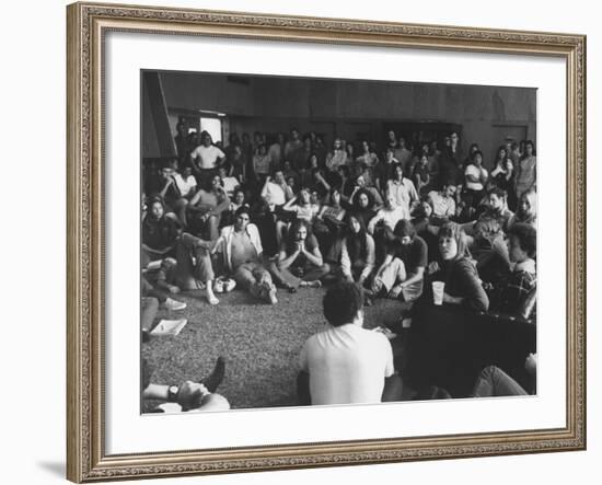 Actress Jane Fonda Discussing Vietnam War W. Whittier College Students-null-Framed Premium Photographic Print