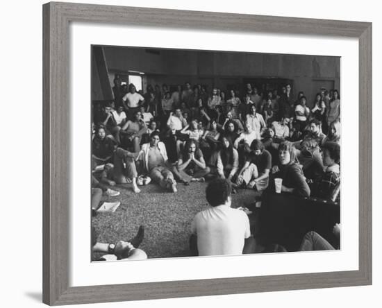 Actress Jane Fonda Discussing Vietnam War W. Whittier College Students-null-Framed Premium Photographic Print