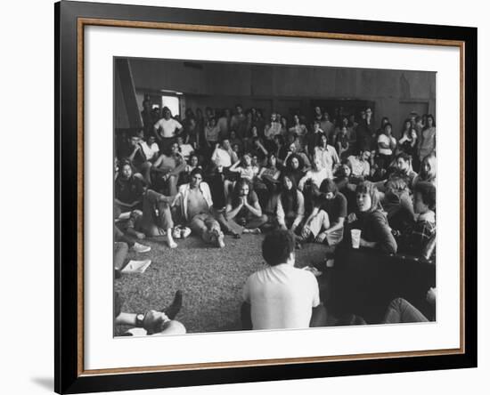 Actress Jane Fonda Discussing Vietnam War W. Whittier College Students-null-Framed Premium Photographic Print