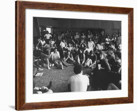 Actress Jane Fonda Discussing Vietnam War W. Whittier College Students-null-Framed Premium Photographic Print