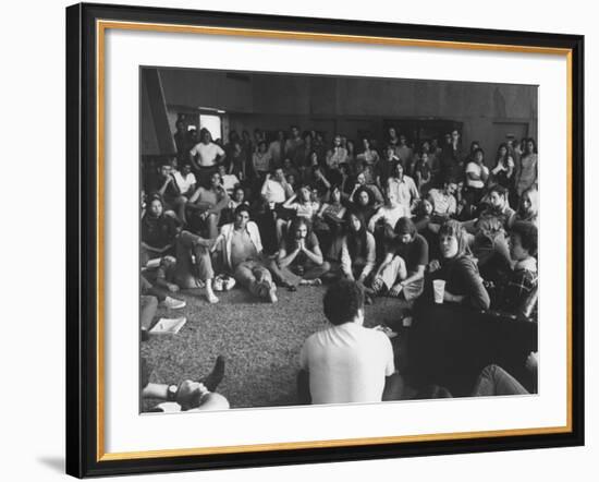 Actress Jane Fonda Discussing Vietnam War W. Whittier College Students-null-Framed Premium Photographic Print