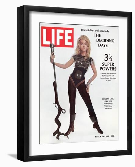 Actress Jane Fonda Wearing Space-Age Costume for Role in "Barbarella", March 29, 1968-Carlo Bavagnoli-Framed Photographic Print