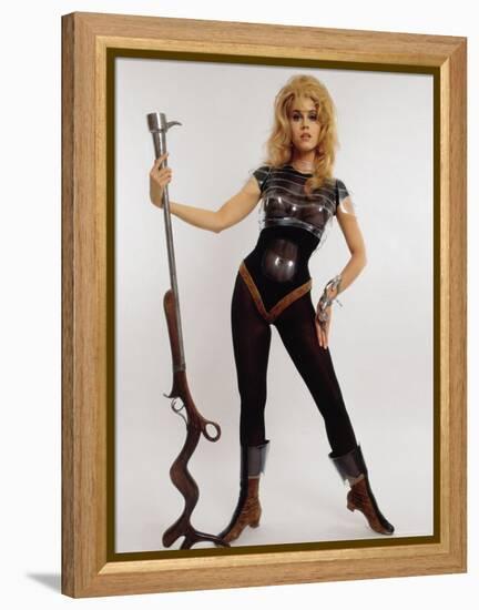 Actress Jane Fonda Wearing Space Age Costume for Title Role in Roger Vadim's Film "Barbarella"-Carlo Bavagnoli-Framed Premier Image Canvas