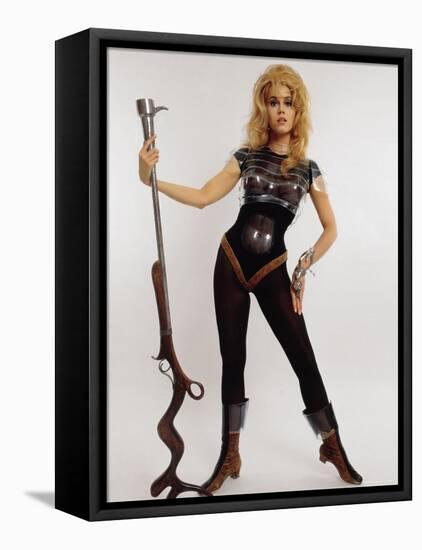 Actress Jane Fonda Wearing Space Age Costume for Title Role in Roger Vadim's Film "Barbarella"-Carlo Bavagnoli-Framed Premier Image Canvas