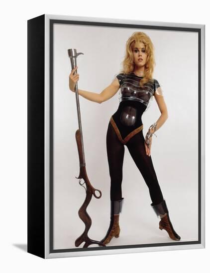 Actress Jane Fonda Wearing Space Age Costume for Title Role in Roger Vadim's Film "Barbarella"-Carlo Bavagnoli-Framed Premier Image Canvas