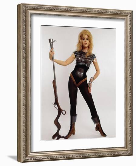 Actress Jane Fonda Wearing Space Age Costume for Title Role in Roger Vadim's Film "Barbarella"-Carlo Bavagnoli-Framed Premium Photographic Print