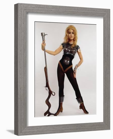 Actress Jane Fonda Wearing Space Age Costume for Title Role in Roger Vadim's Film "Barbarella"-Carlo Bavagnoli-Framed Premium Photographic Print