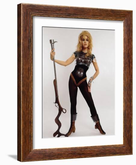 Actress Jane Fonda Wearing Space Age Costume for Title Role in Roger Vadim's Film "Barbarella"-Carlo Bavagnoli-Framed Premium Photographic Print