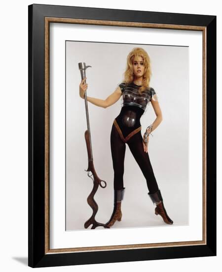 Actress Jane Fonda Wearing Space Age Costume for Title Role in Roger Vadim's Film "Barbarella"-Carlo Bavagnoli-Framed Premium Photographic Print