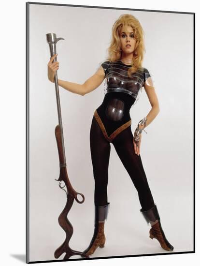 Actress Jane Fonda Wearing Space Age Costume for Title Role in Roger Vadim's Film "Barbarella"-Carlo Bavagnoli-Mounted Premium Photographic Print