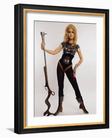 Actress Jane Fonda Wearing Space Age Costume for Title Role in Roger Vadim's Film "Barbarella"-Carlo Bavagnoli-Framed Premium Photographic Print