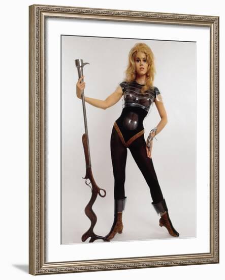 Actress Jane Fonda Wearing Space Age Costume for Title Role in Roger Vadim's Film "Barbarella"-Carlo Bavagnoli-Framed Premium Photographic Print