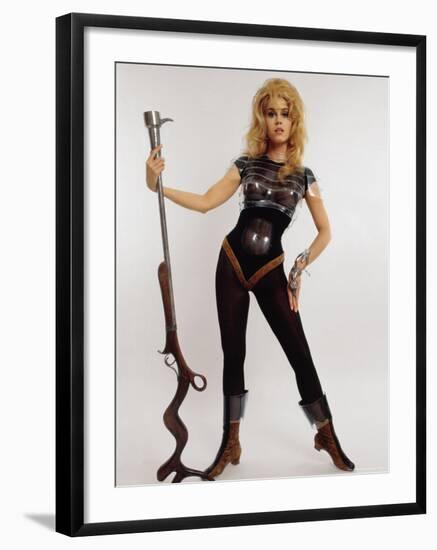 Actress Jane Fonda Wearing Space Age Costume for Title Role in Roger Vadim's Film "Barbarella"-Carlo Bavagnoli-Framed Premium Photographic Print