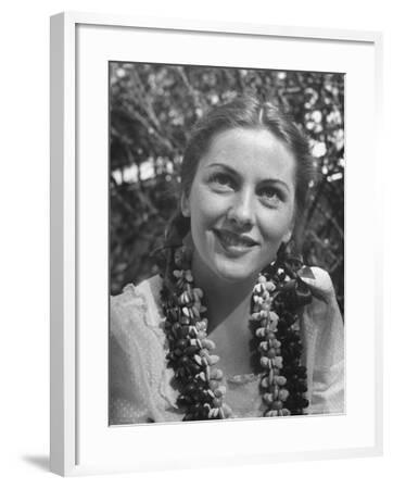 'Actress Joan Fontaine Sporting Pigtails and Her Natural Freckles in Yard at Home' Premium ...