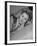 Actress Joan Fontaine Wearing Sheer Negligee While Lounging on Bed at Home-Bob Landry-Framed Premium Photographic Print