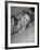 Actress Joan Fontaine Wearing Sheer Negligee While Lounging on Bed at Home-Bob Landry-Framed Premium Photographic Print