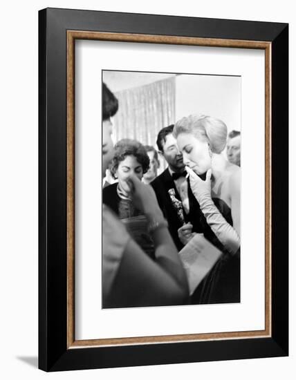 Actress Joanne Woodward Holding Her Best Actress Oscar for "Three Faces of Eve", L.A, CA, 1958-Ralph Crane-Framed Photographic Print