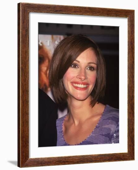 Actress Julia Roberts at Premiere of Her Film "My Best Friend's Wedding"-Dave Allocca-Framed Premium Photographic Print