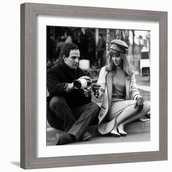 actress Julie Christie and film director Francois Truffaut on set of film Fahrenheit 451, 1966-null-Framed Photo