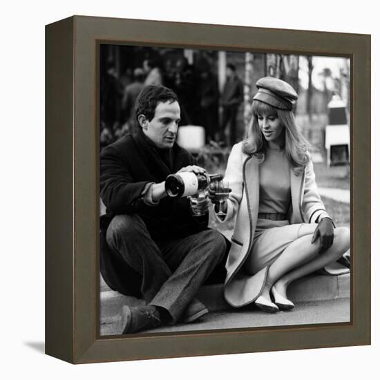 actress Julie Christie and film director Francois Truffaut on set of film Fahrenheit 451, 1966-null-Framed Stretched Canvas