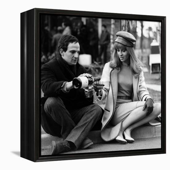 actress Julie Christie and film director Francois Truffaut on set of film Fahrenheit 451, 1966-null-Framed Stretched Canvas