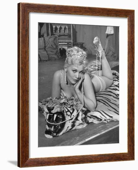 Actress Kim Novak in Title Role Performing Hoochie-Coochie Dance in the Movie "Jeanne Eagels"-J^ R^ Eyerman-Framed Premium Photographic Print