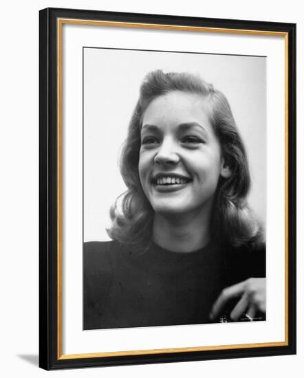 Actress Lauren Bacall at Gotham Hotel-Nina Leen-Framed Premium Photographic Print
