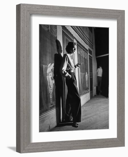 Actress Lauren Bacall Smoking a Cigarette on the Set of Film, "Young Man with a Horn"-Alfred Eisenstaedt-Framed Premium Photographic Print