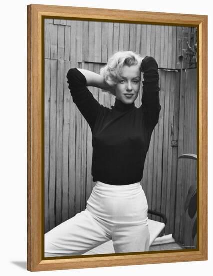 Actress Marilyn Monroe Playfully Elegant, at Home-Alfred Eisenstaedt-Framed Premier Image Canvas