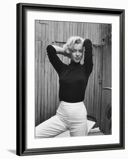 Actress Marilyn Monroe Playfully Elegant, at Home-Alfred Eisenstaedt-Framed Premium Photographic Print