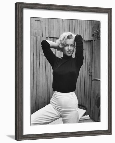 Actress Marilyn Monroe Playfully Elegant, at Home-Alfred Eisenstaedt-Framed Premium Photographic Print