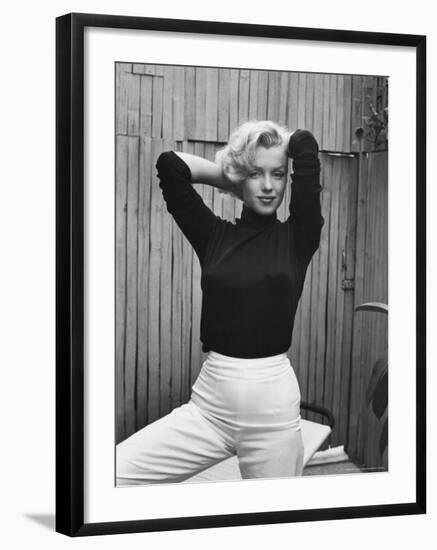 Actress Marilyn Monroe Playfully Elegant, at Home-Alfred Eisenstaedt-Framed Premium Photographic Print